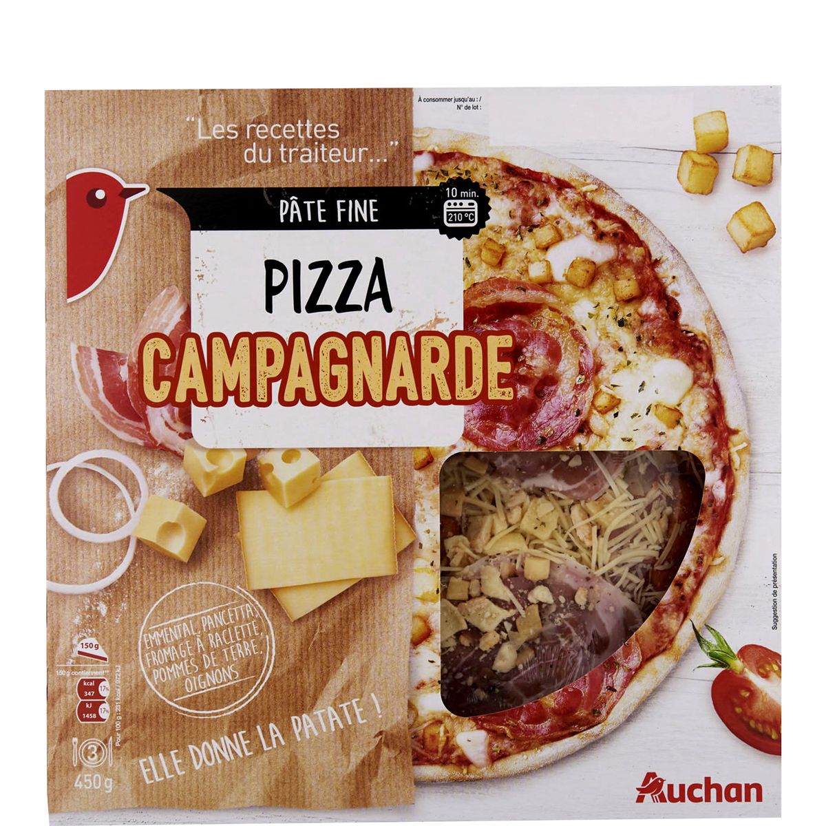 AUCHAN Auchan pizza campagnarde 450g