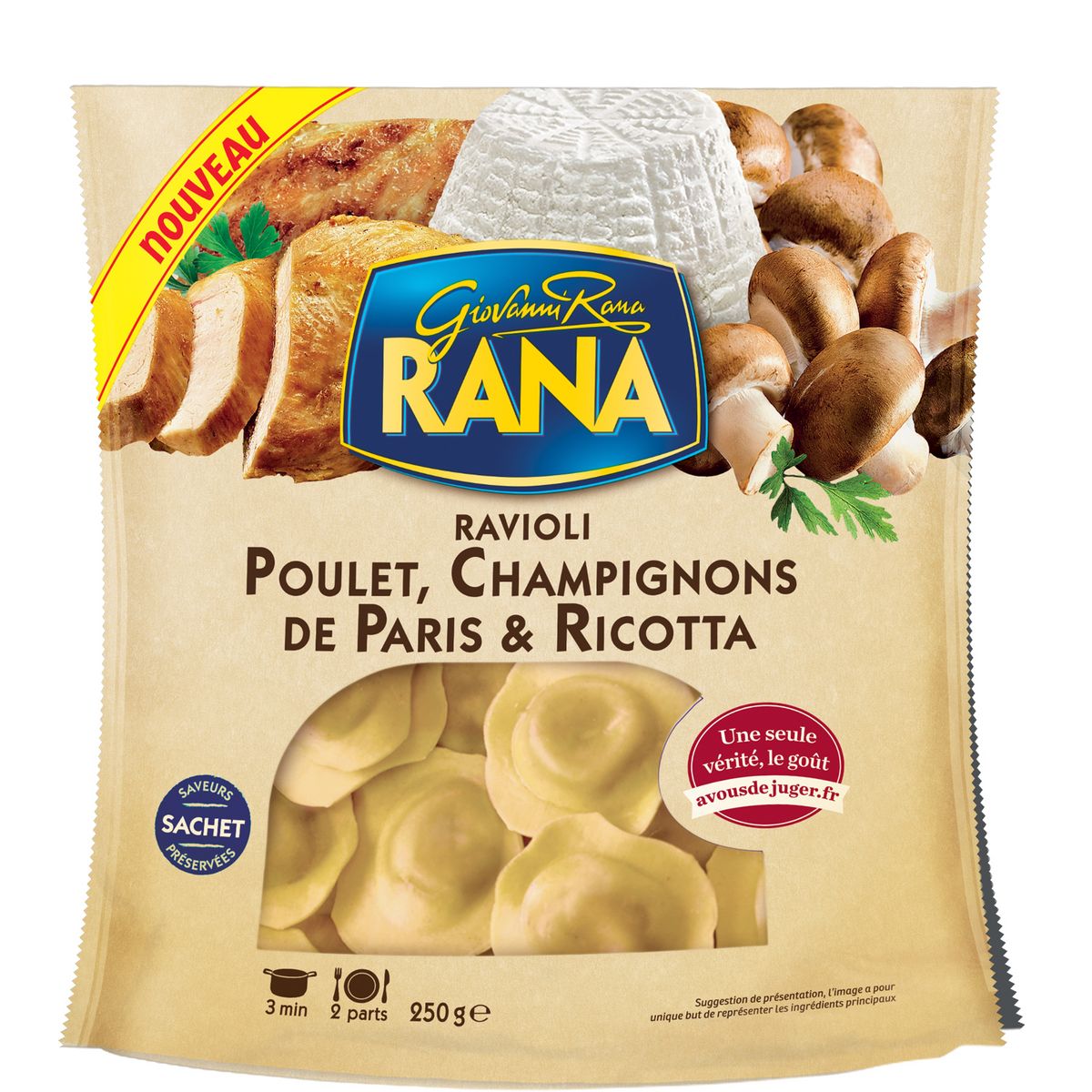 RANA Ravioli au poulet et champignons 2 portions 250g