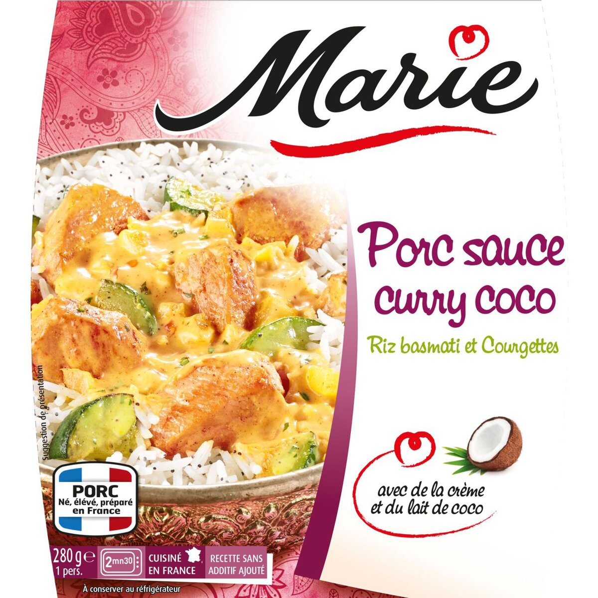 MARIE Marie porc au curry coco 280g