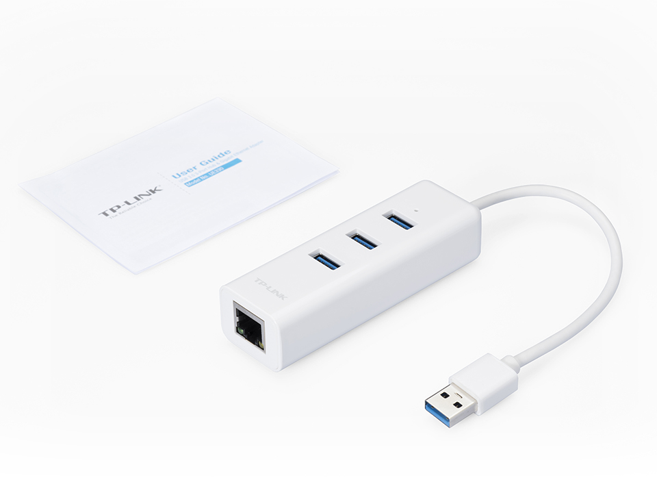 Voir la diapositive 2 : TP-LINK Adaptateur USB 2 en 1 Hub USB 3.0 et Port Gigabit Ethernet