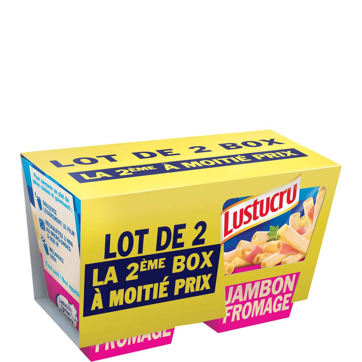 LUSTUCRU Box macaroni jambon fromage 2x360g