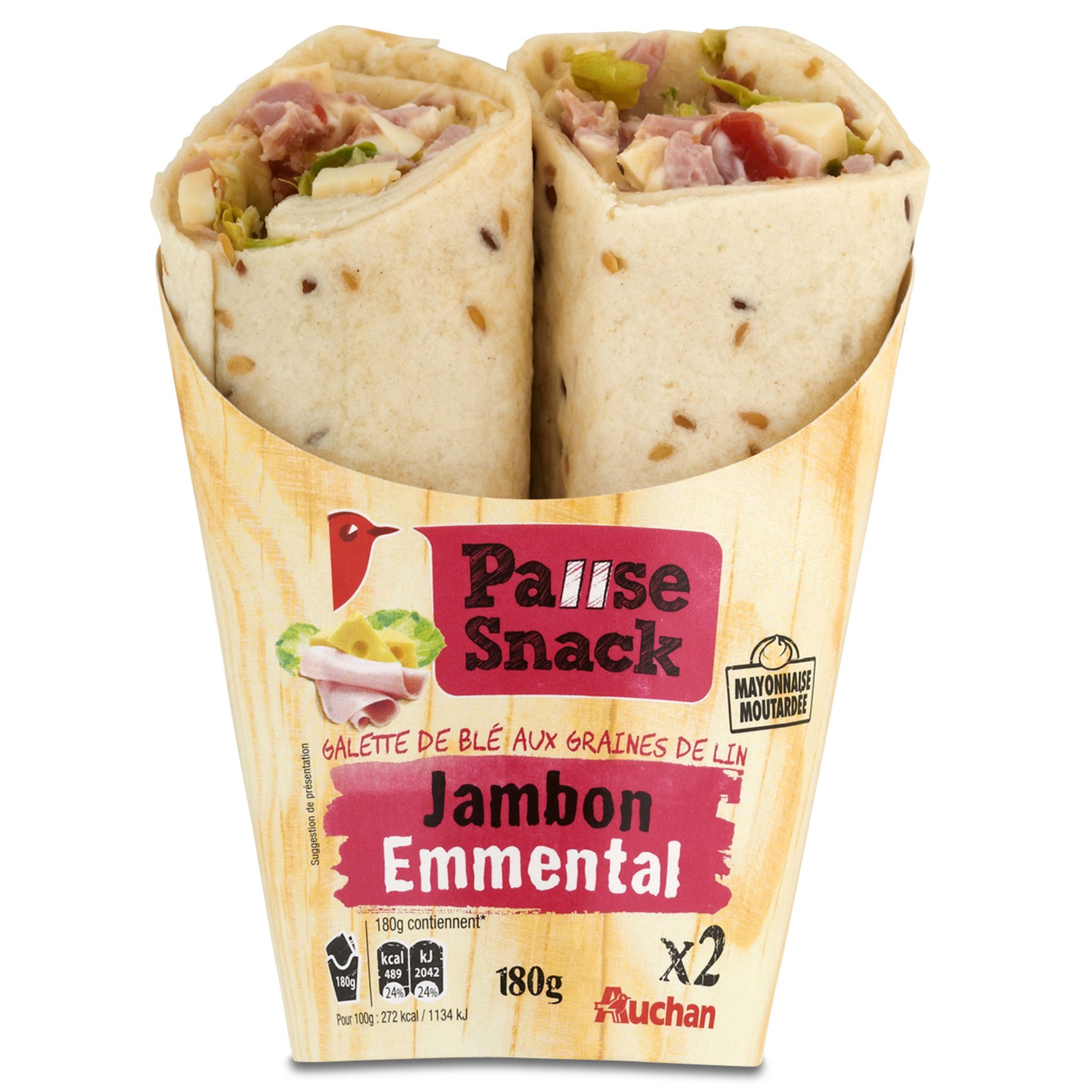 AUCHAN Wrap jambon emmental 180g pas cher - Auchan.fr