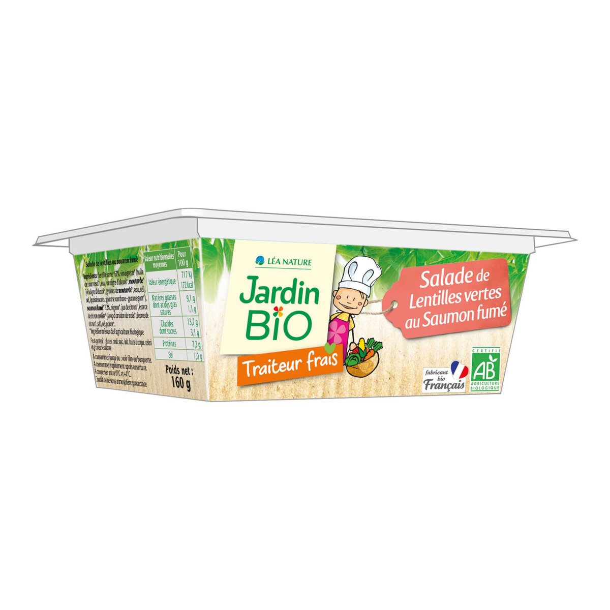 JARDIN BIO ETIC Salade de lentilles vertes au saumon fumé 160g
