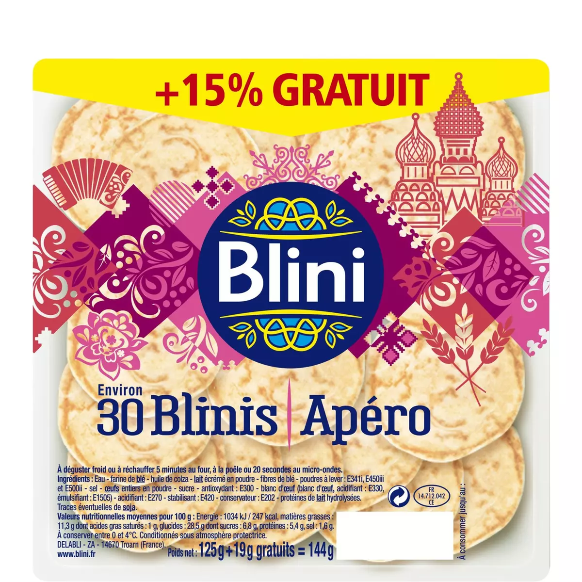 BLINI Blini blinis apéro 125g +15% offert