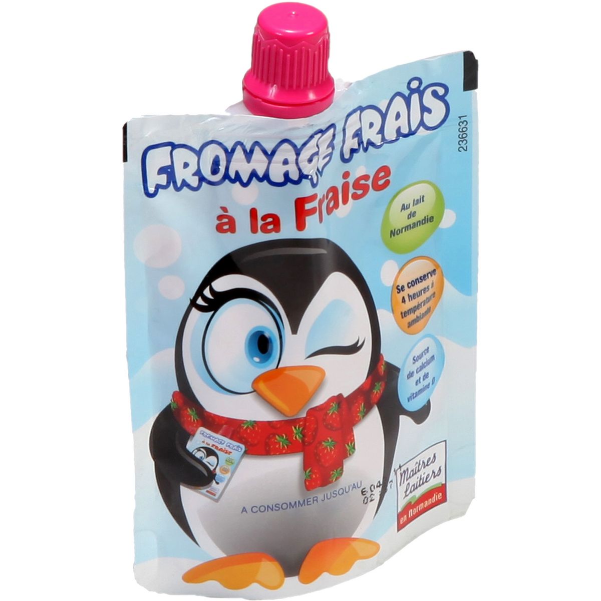 MAITRES LAITIERS Gourde fromage frais à la fraise 80g