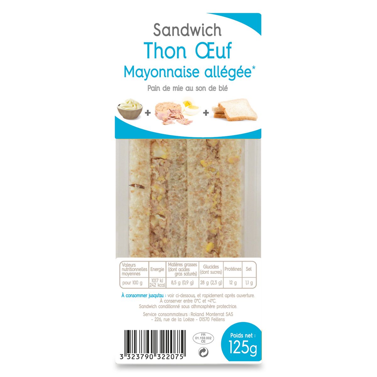 Sandwich thon oeuf et mayonnaise 125g