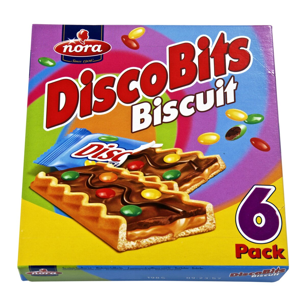 NORA Discobits biscuits chocolat caramel 6 étuis 162g