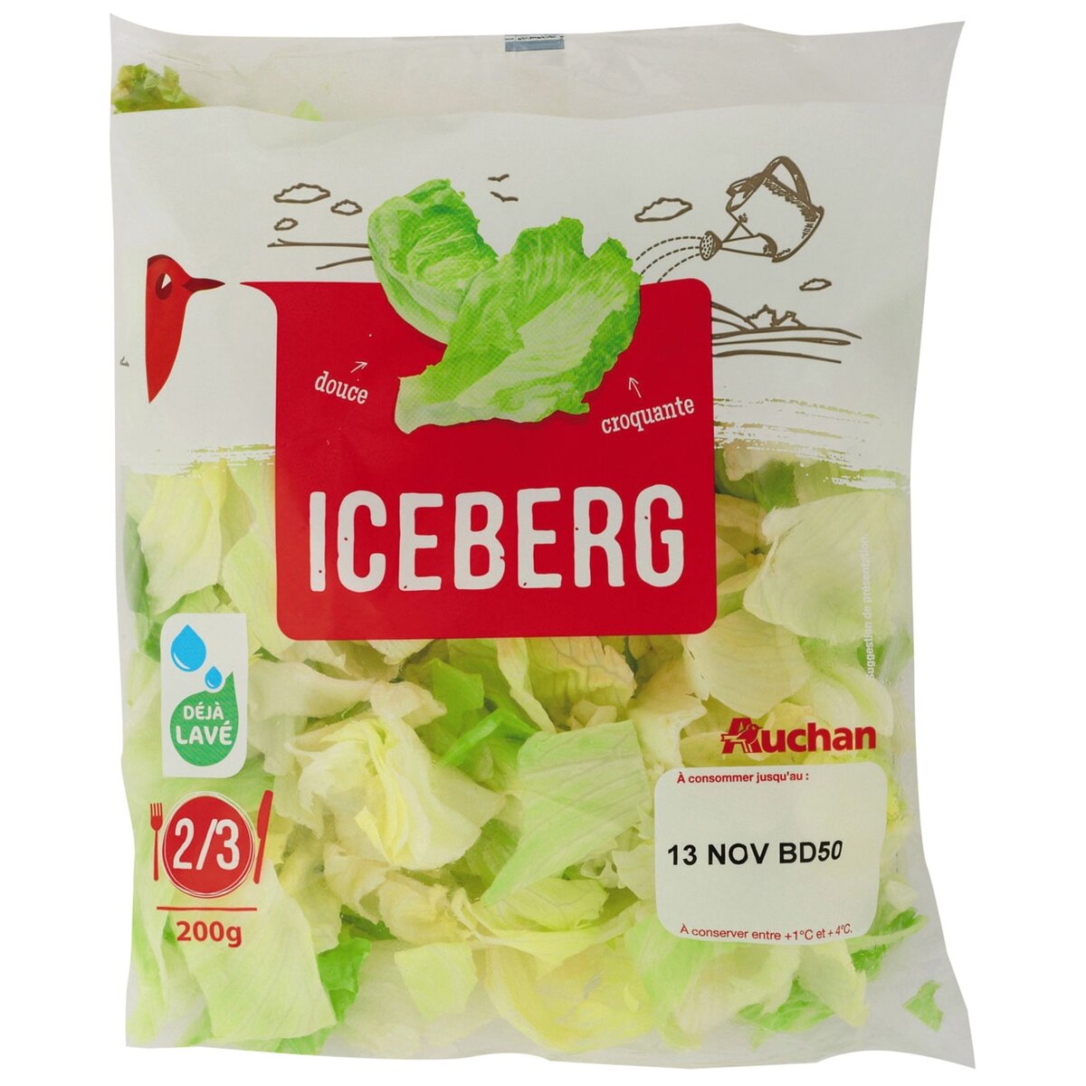 AUCHAN BIO Laitue iceberg 200g