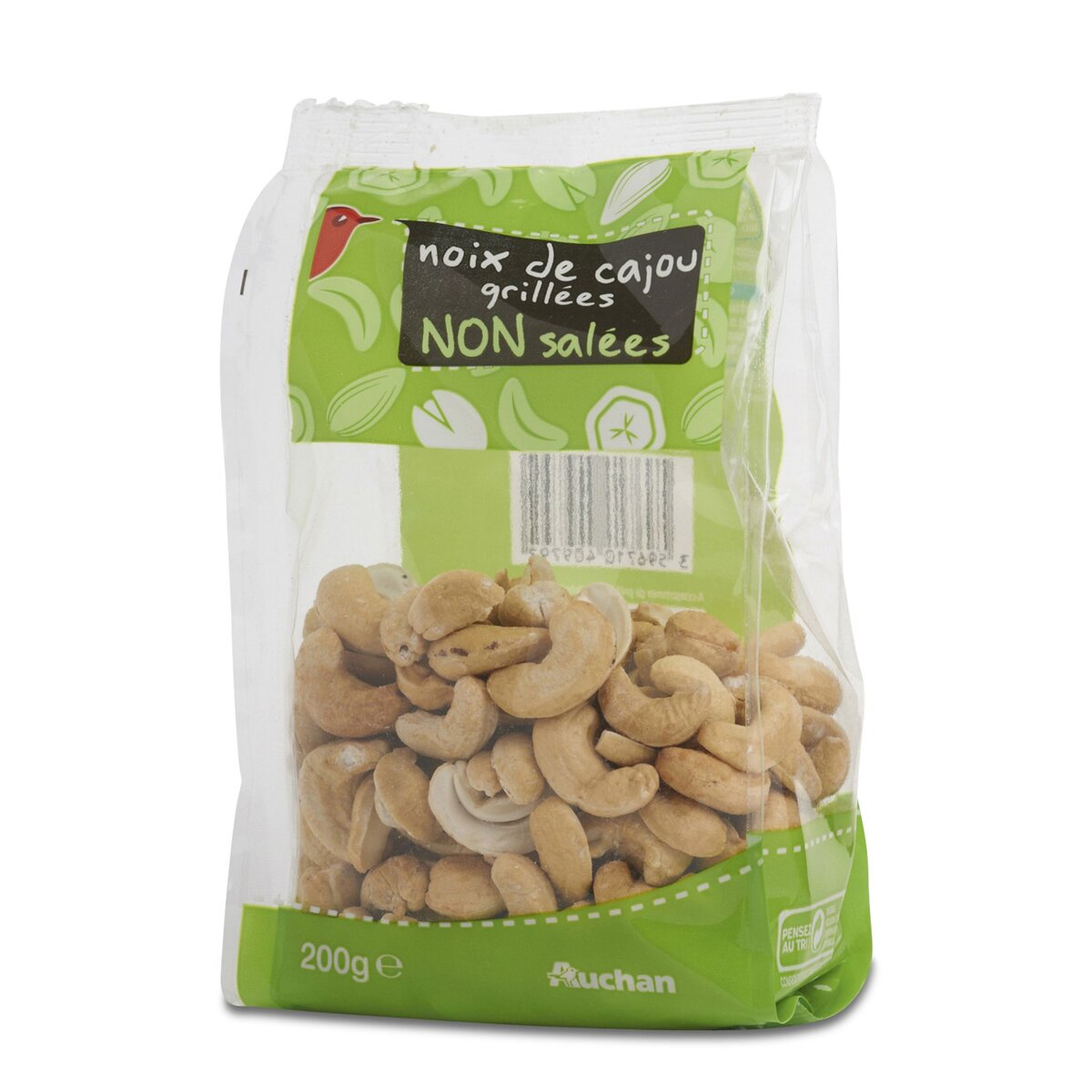 AUCHAN Auchan noix de cajou grillées sans sel 200g