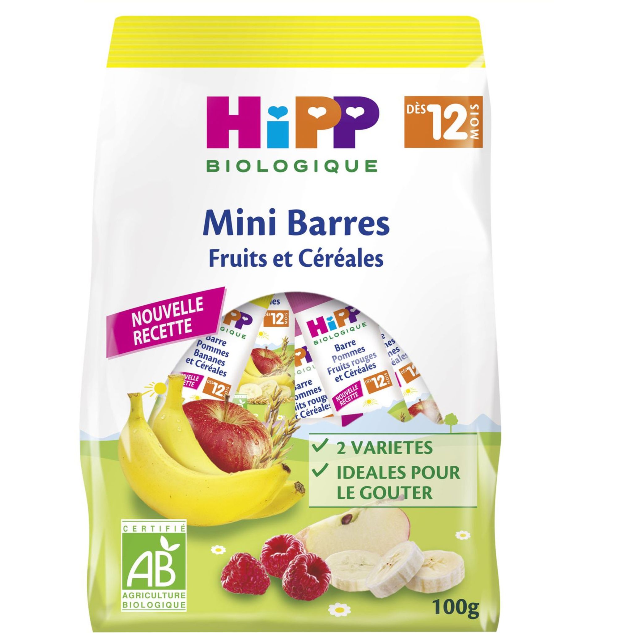 HiPP Bio Fruits & Céréales D’Antan Pomme Abricot Blé - 4 Gourdes De 90g (bébé Dès 6 Mois)