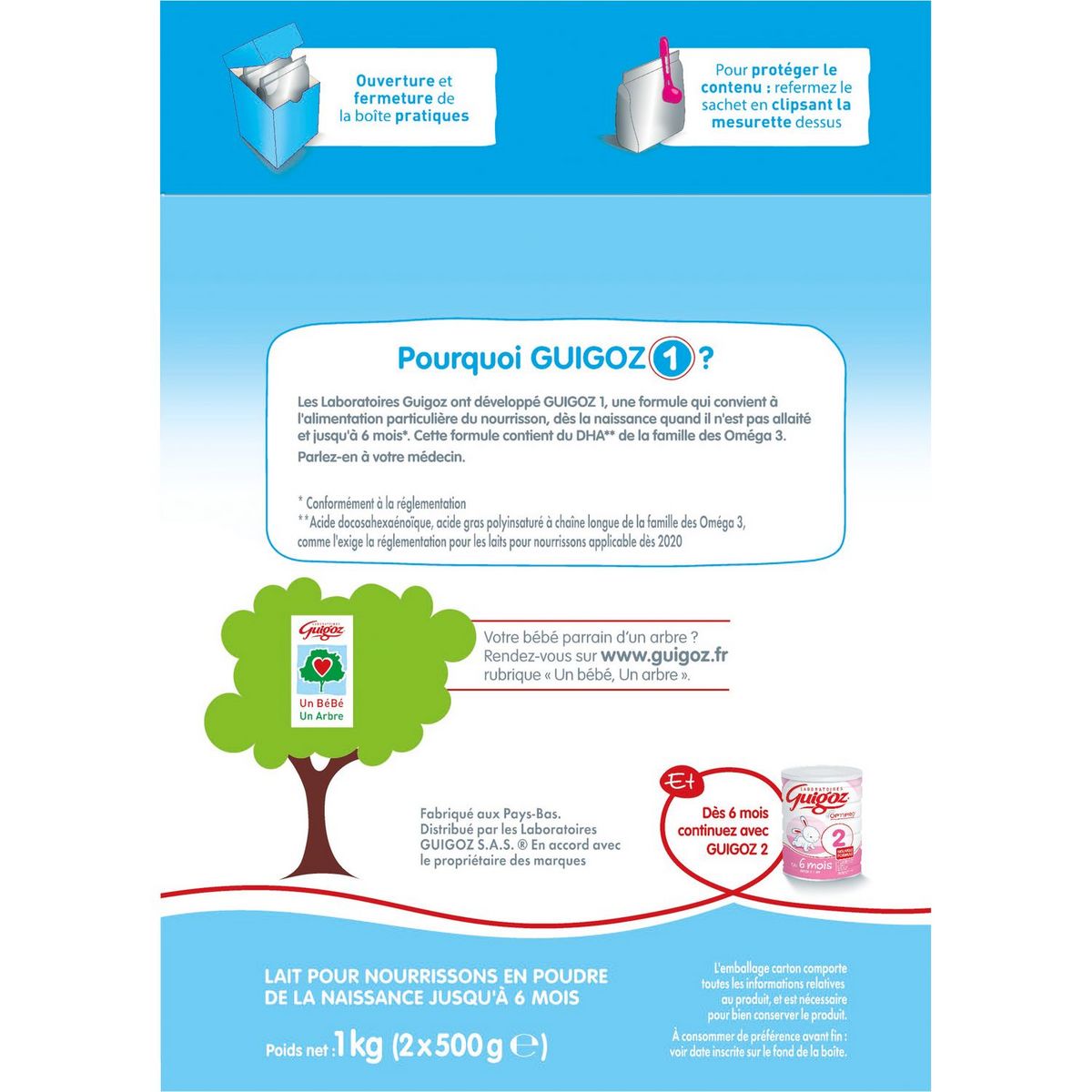 GUIGOZ Optipro 1 sachet lait 1er âge en poudre de la naissance à 6 mois 1kg