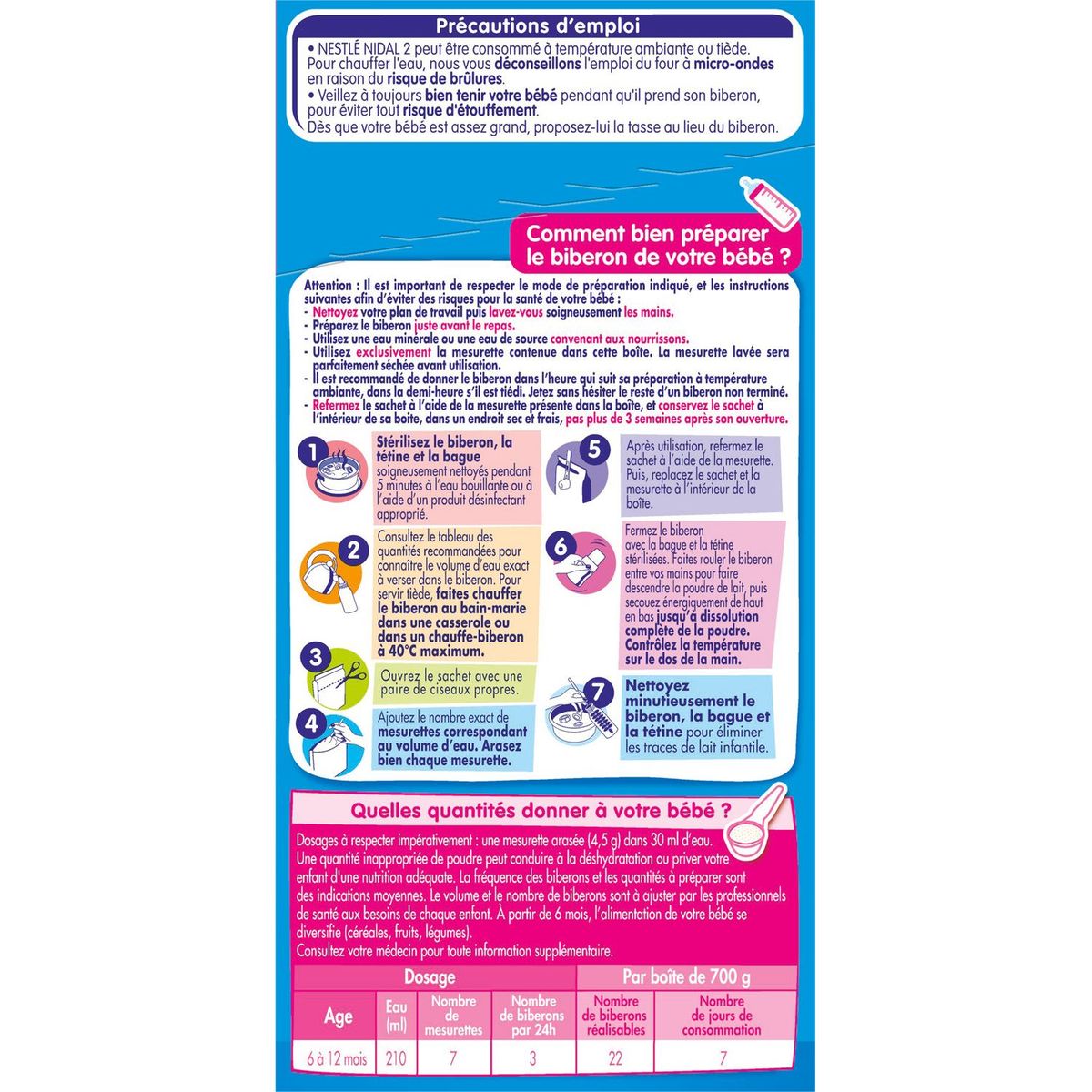 NESTLE Nidal 2 lait 2ème âge en poudre dès 6 mois 2x350g
