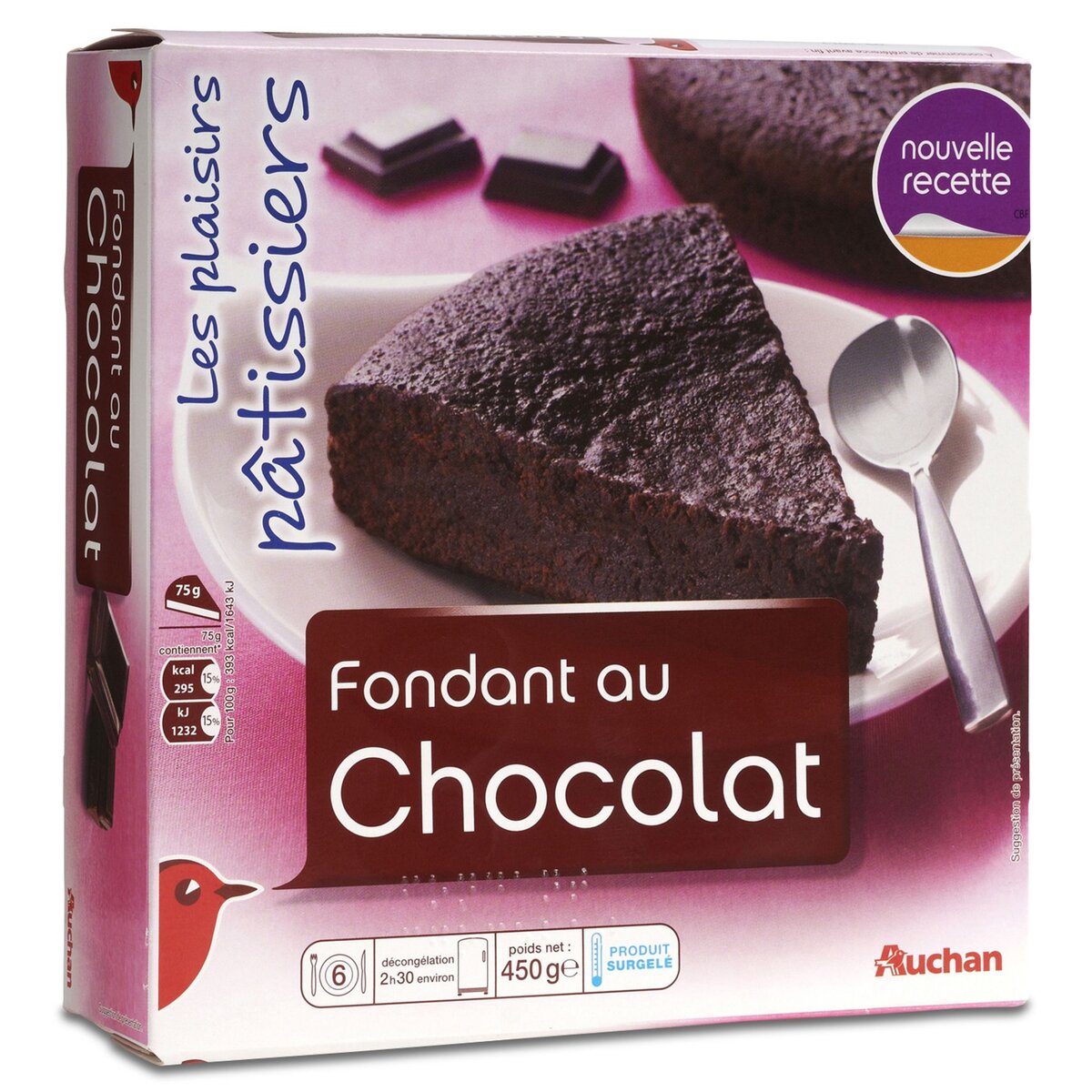 AUCHAN Auchan Fondant au chocolat 450g 6 parts 450g