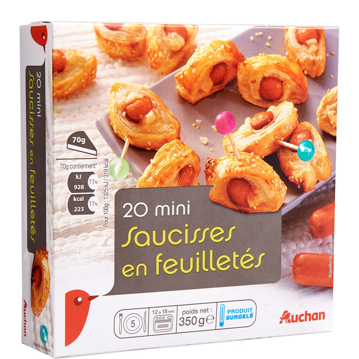 AUCHAN Auchan Mini saucisses en feuilletés 350g 20 pièces 350g