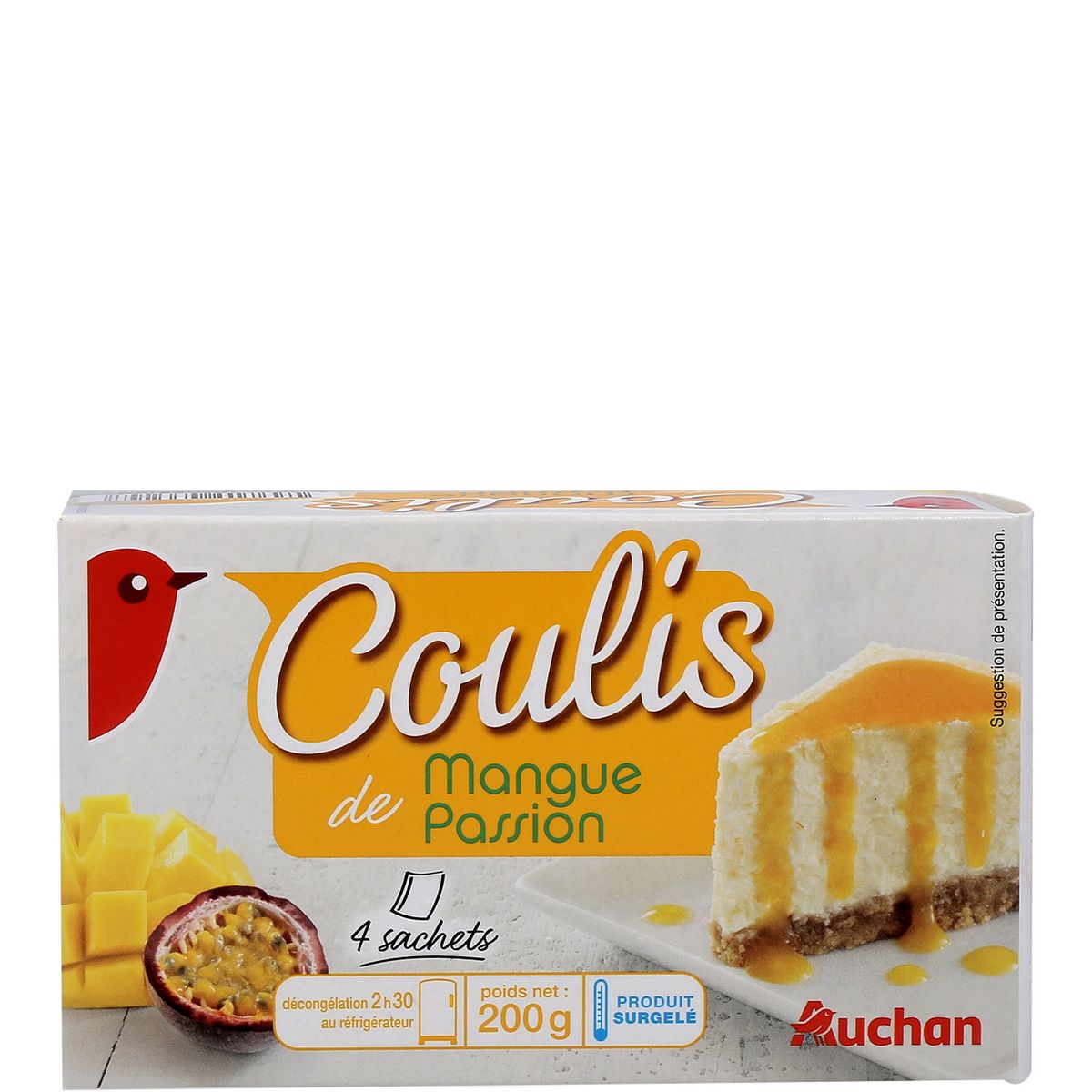 AUCHAN Coulis mangue passion 4 sachets 200g