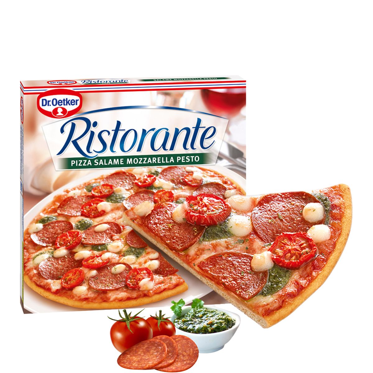 DR OETKER Dr Oetker ristorante pizza salame mozza pesto pâte fine 360g