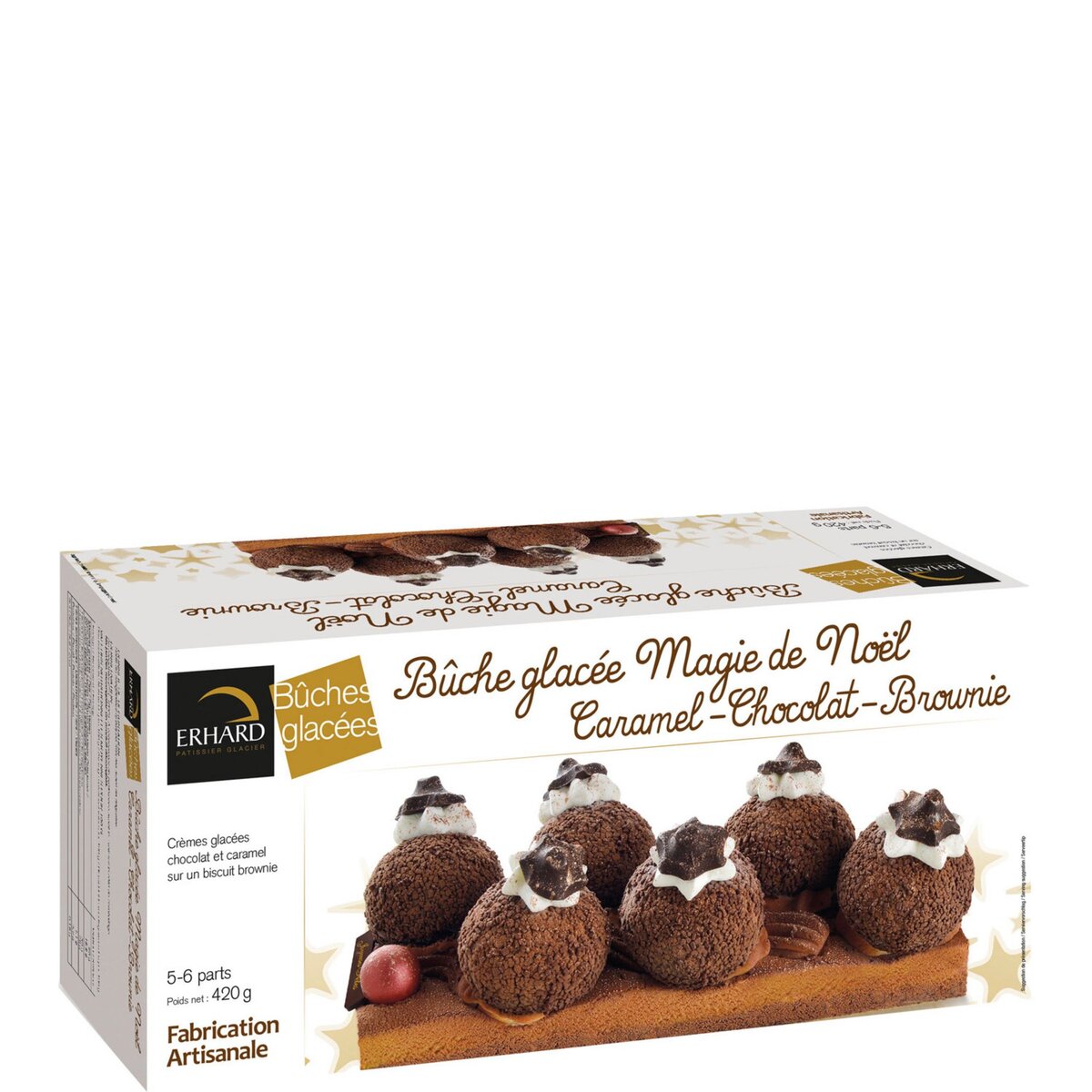 ERHARD Bûche glacée Magie de Noël caramel chocolat et brownie 5-6 parts 420g