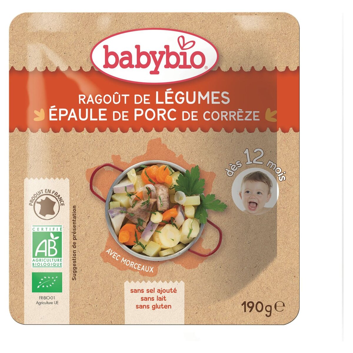 BABYBIO Babybio ragout légumes épaule de porc doypack 190g dès12mois