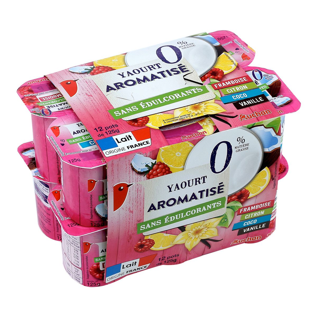 AUCHAN Auchan yaourt aromatisé 0% 12x125g