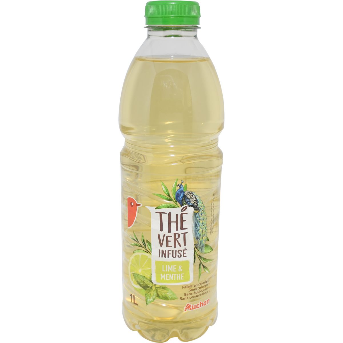 AUCHAN Thé vert infusé citron et menthe 1l