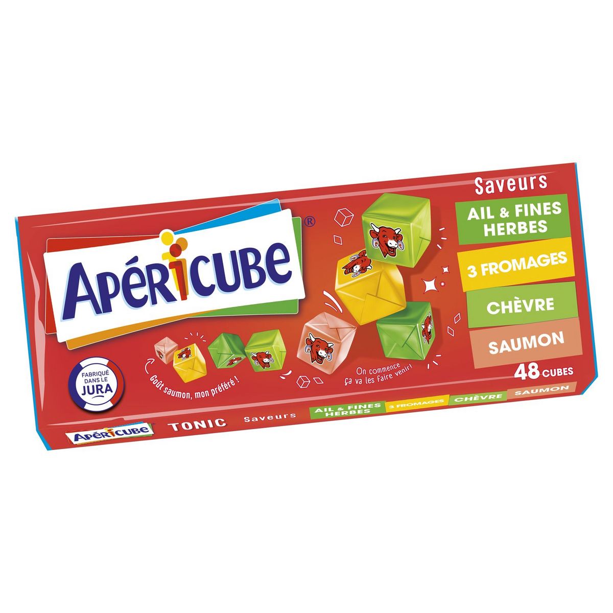 APERICUBE Apéricube ail fines herbes chèvre saumon 3fromages x48 -250g