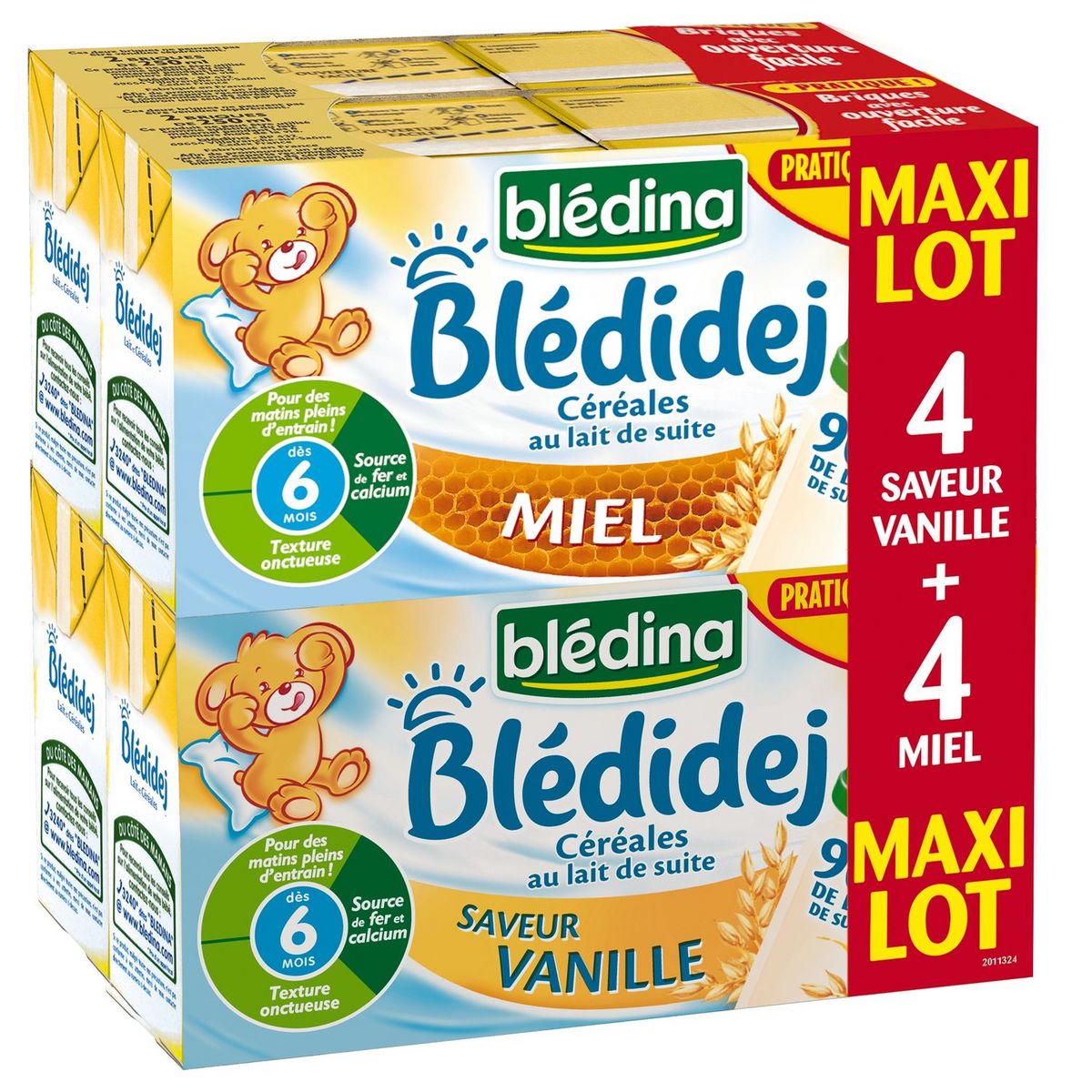 BLEDINA Blédidej vanille et miel 8x25cl dès 6 mois prix choc