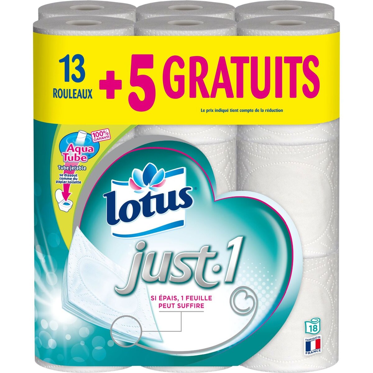 LOTUS Lotus papier toilette blanc just one rouleau x13 +5