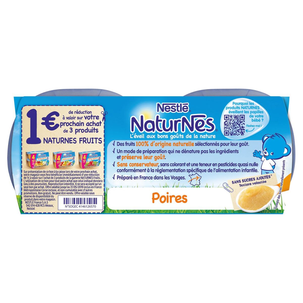NESTLE Naturnes poire 4x130g dès 4/6mois