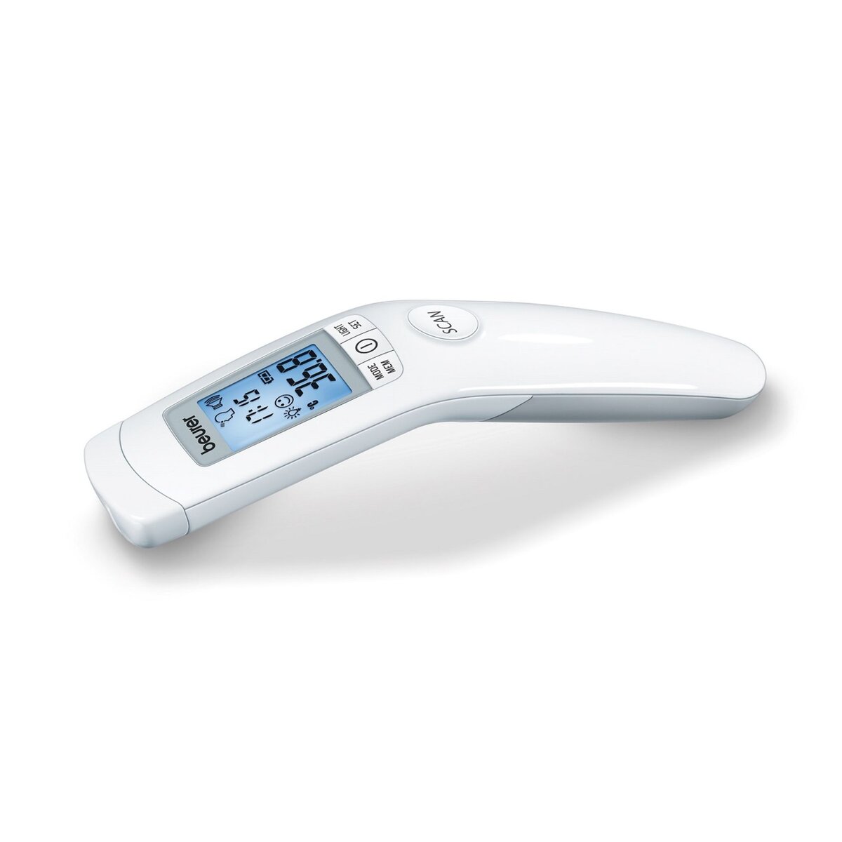 BEURER Thermomètre médical infrarouge sans contact 3 en 1 FT 90 : mesure la température corporelle, ambiante et d'objet