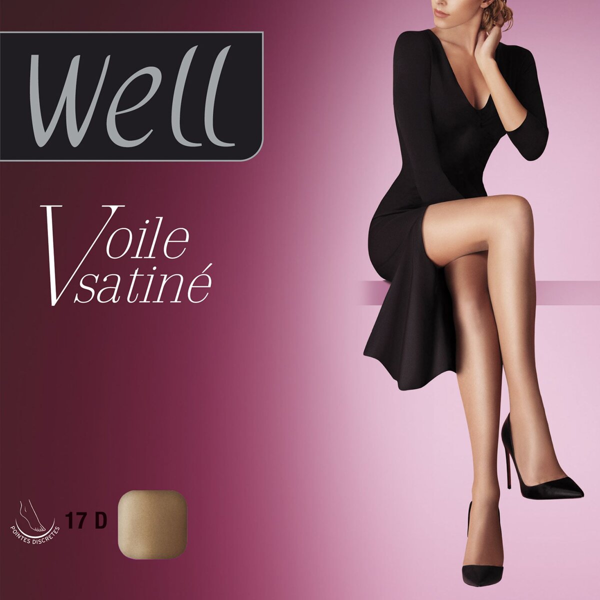WELL Well collant jambes de rêve voile satiné blush taille 3