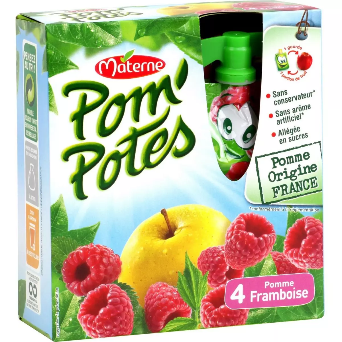MATERNE Materne pom'potes pomme framboise 4x90g