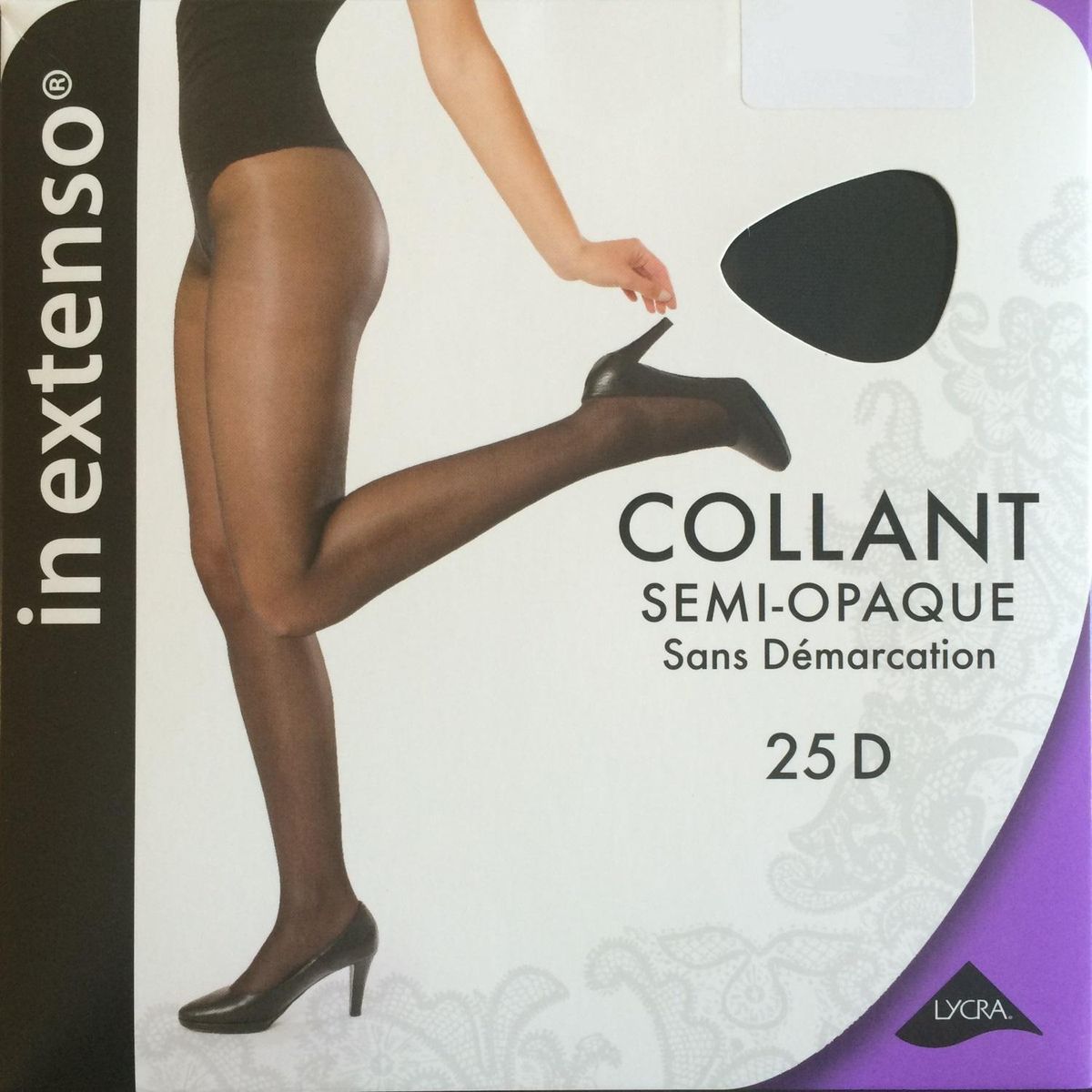 In Extenso collant voile lycra semi opaque 25d noir taille 6 1 paire