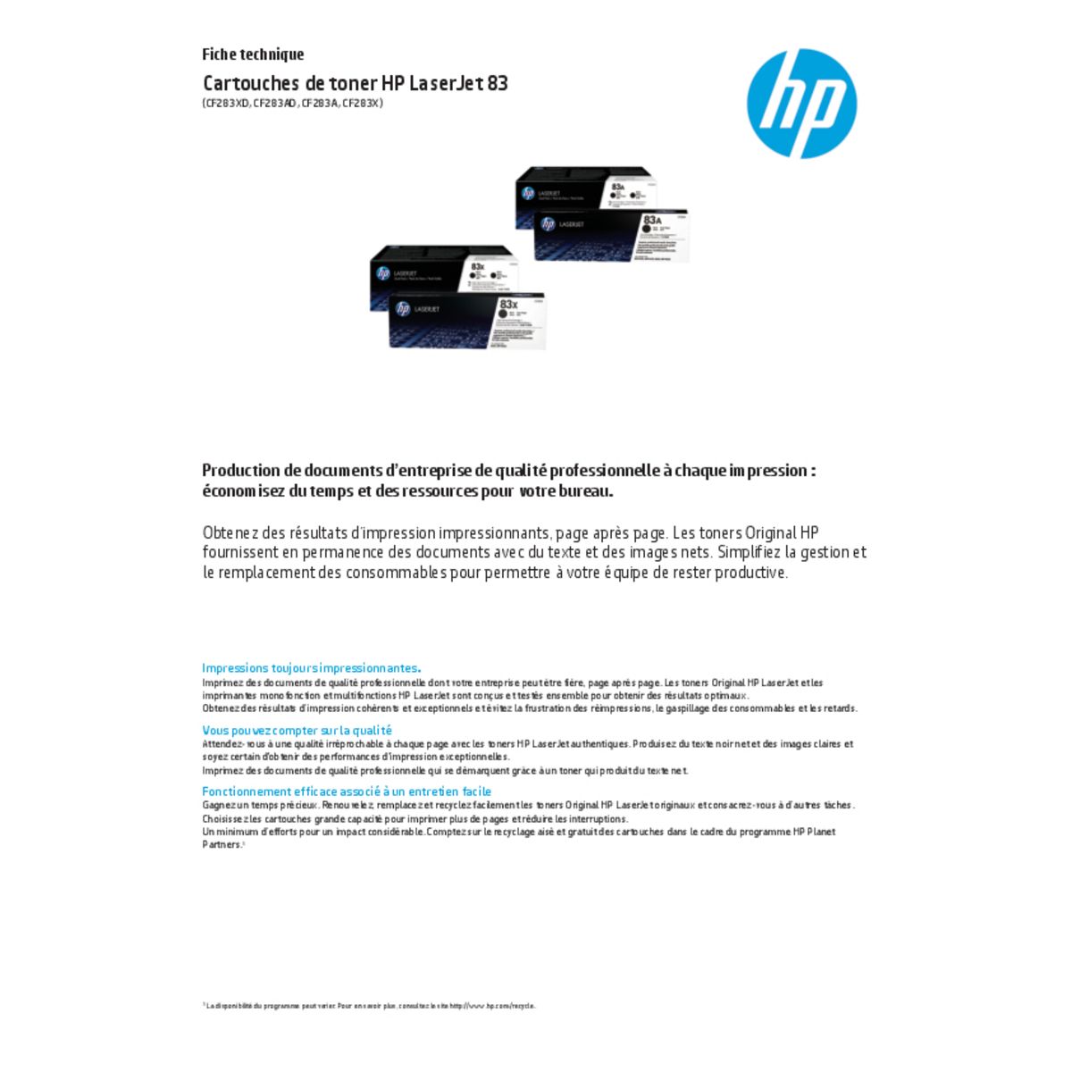 HP Toner Noir 83A