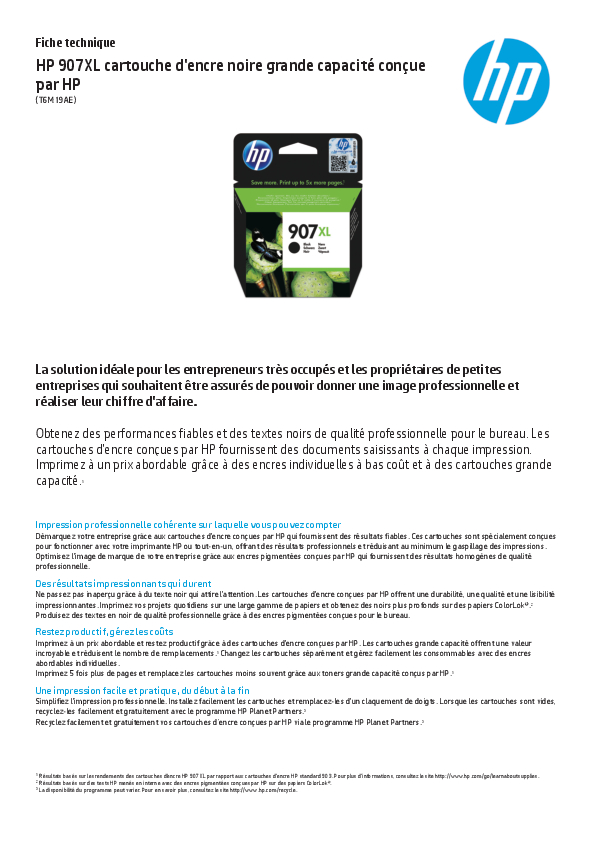 Voir la diapositive 2 : HP Cartouche Noir 907XL