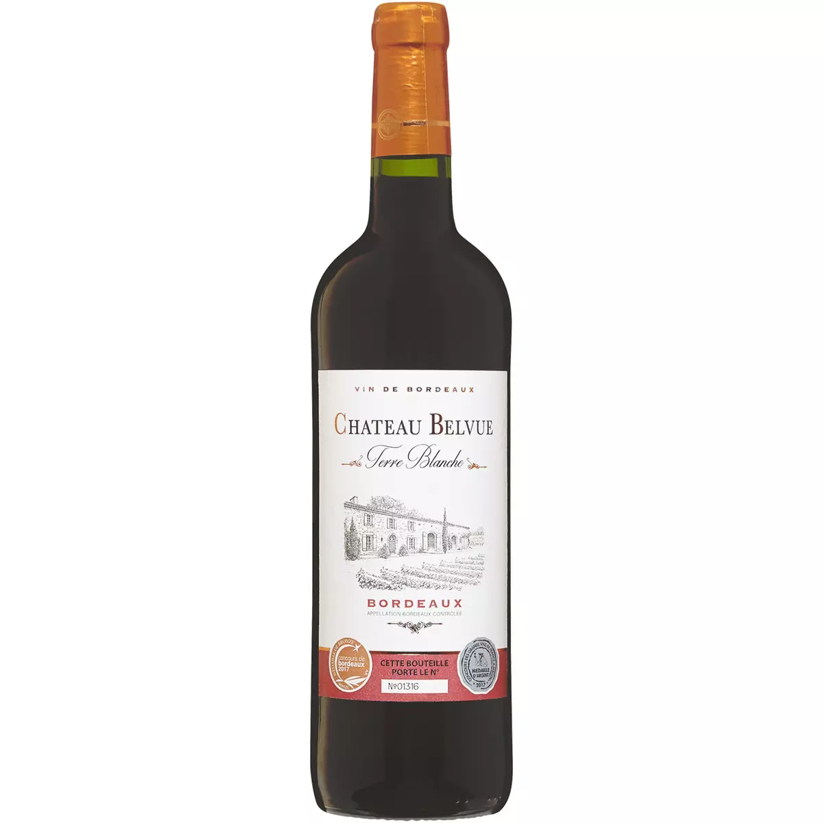 Bordeaux rouge Château Belvue cuvée Terre Blanche 13° -75cl