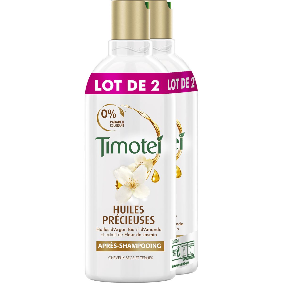 TIMOTEI Après-shampooing argan bio & jasmin cheveux secs et ternes 2x300ml