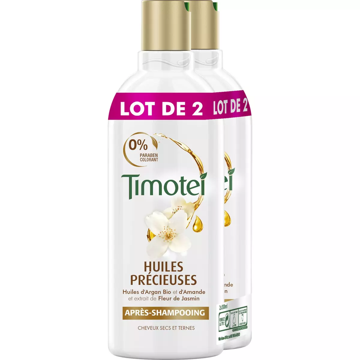 TIMOTEI Après-shampooing argan bio & jasmin cheveux secs et ternes 2x300ml