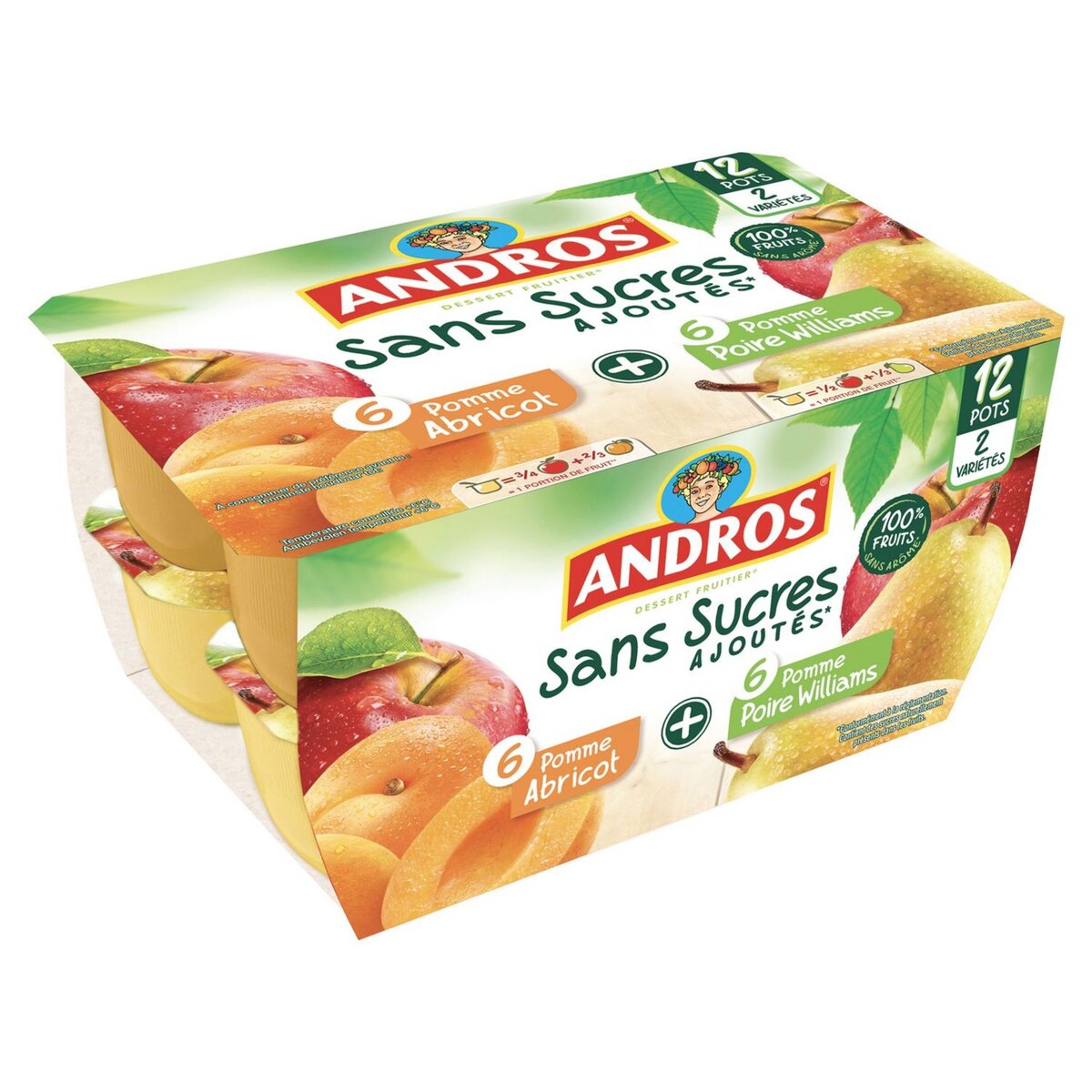 ANDROS Andros pomme abricot poire 12x100g