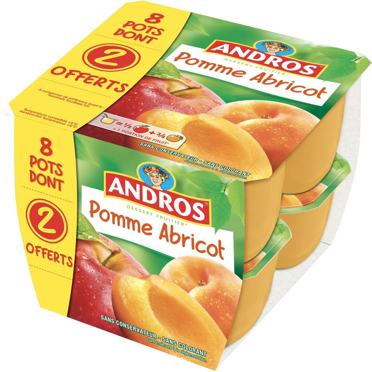 ANDROS Andros compote pomme abricot x8 dont 2offerts 800g pas cher