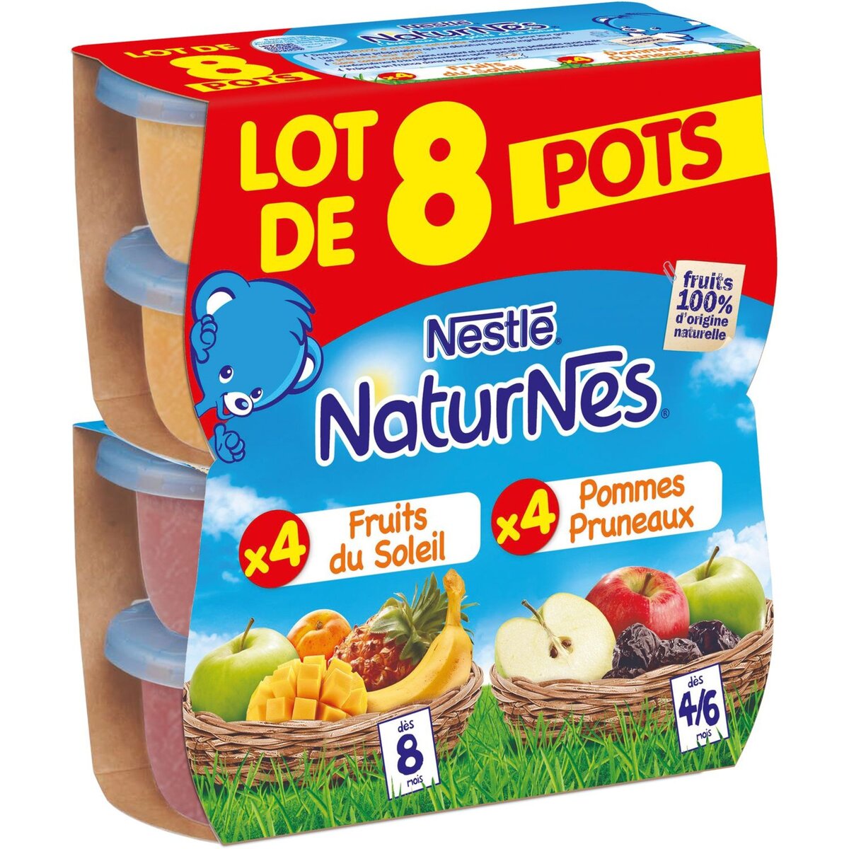NESTLE Nestlé natures fruits du soleil +pommes pruneaux 8x130g