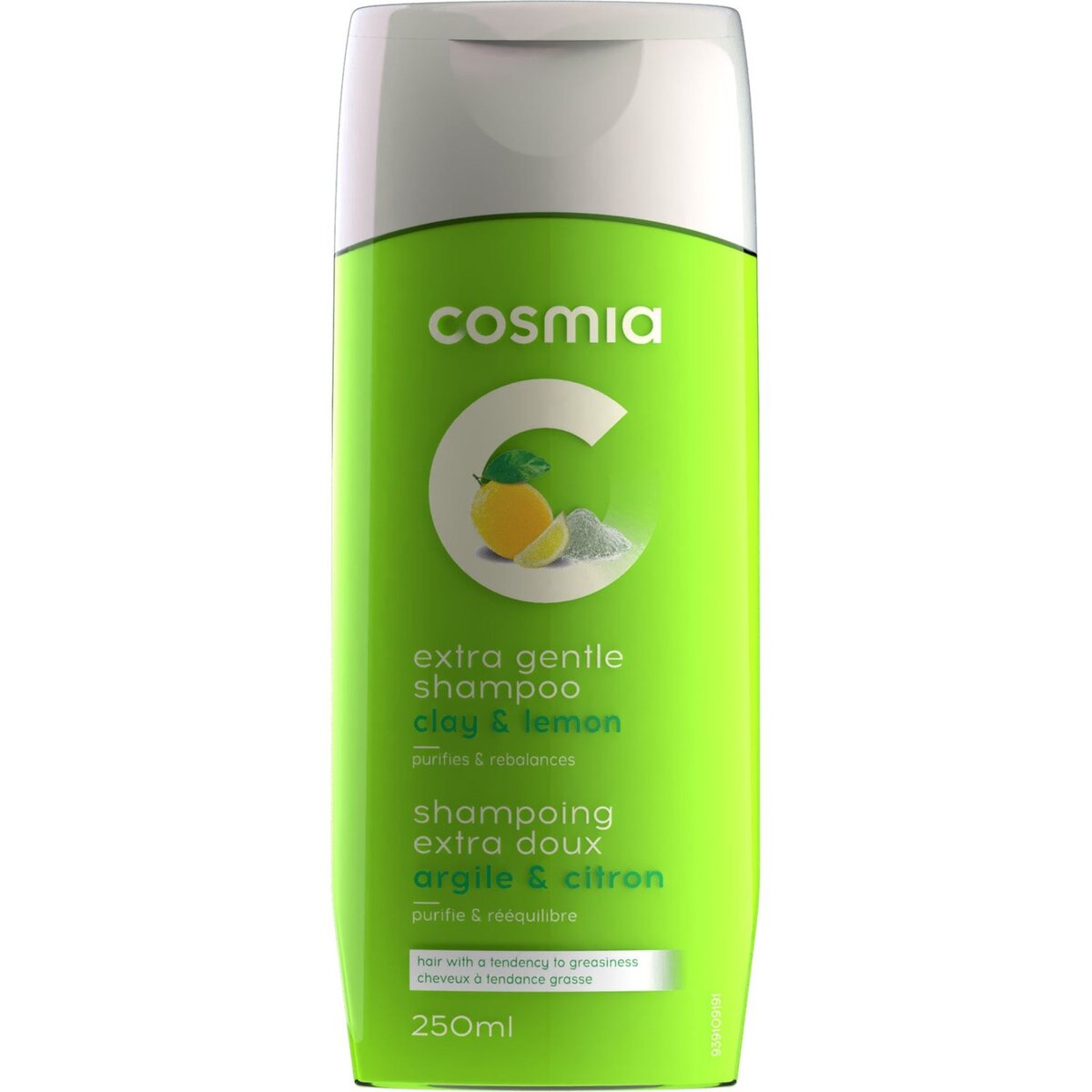COSMIA Shampooing extra doux argile et citron cheveux gras 250ml