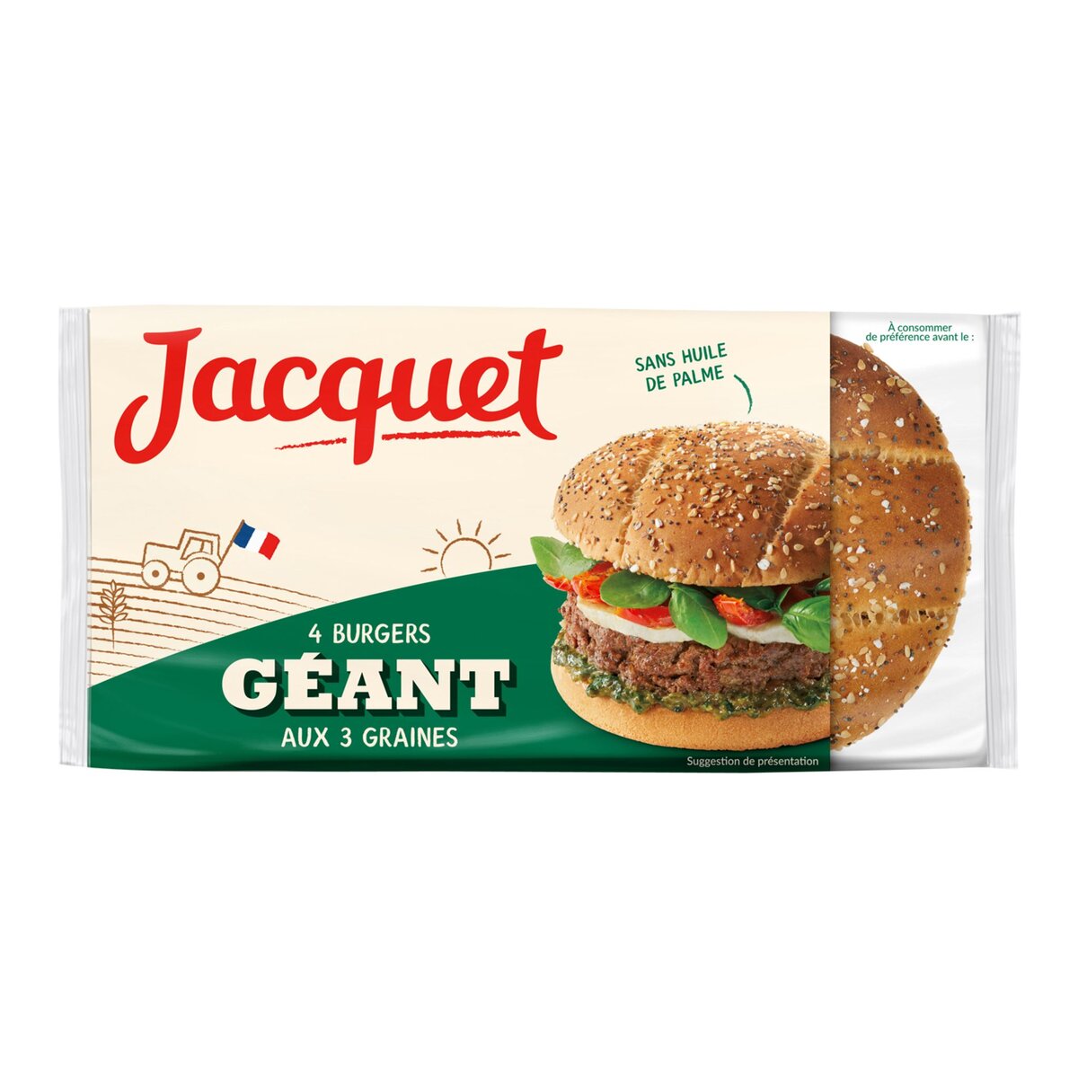 JACQUET Burgers aux 3 graines x4 330g