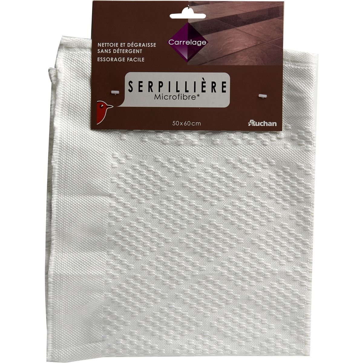 AUCHAN Serpillière microfibre pour carrelage 50x60cm 1 serpillière