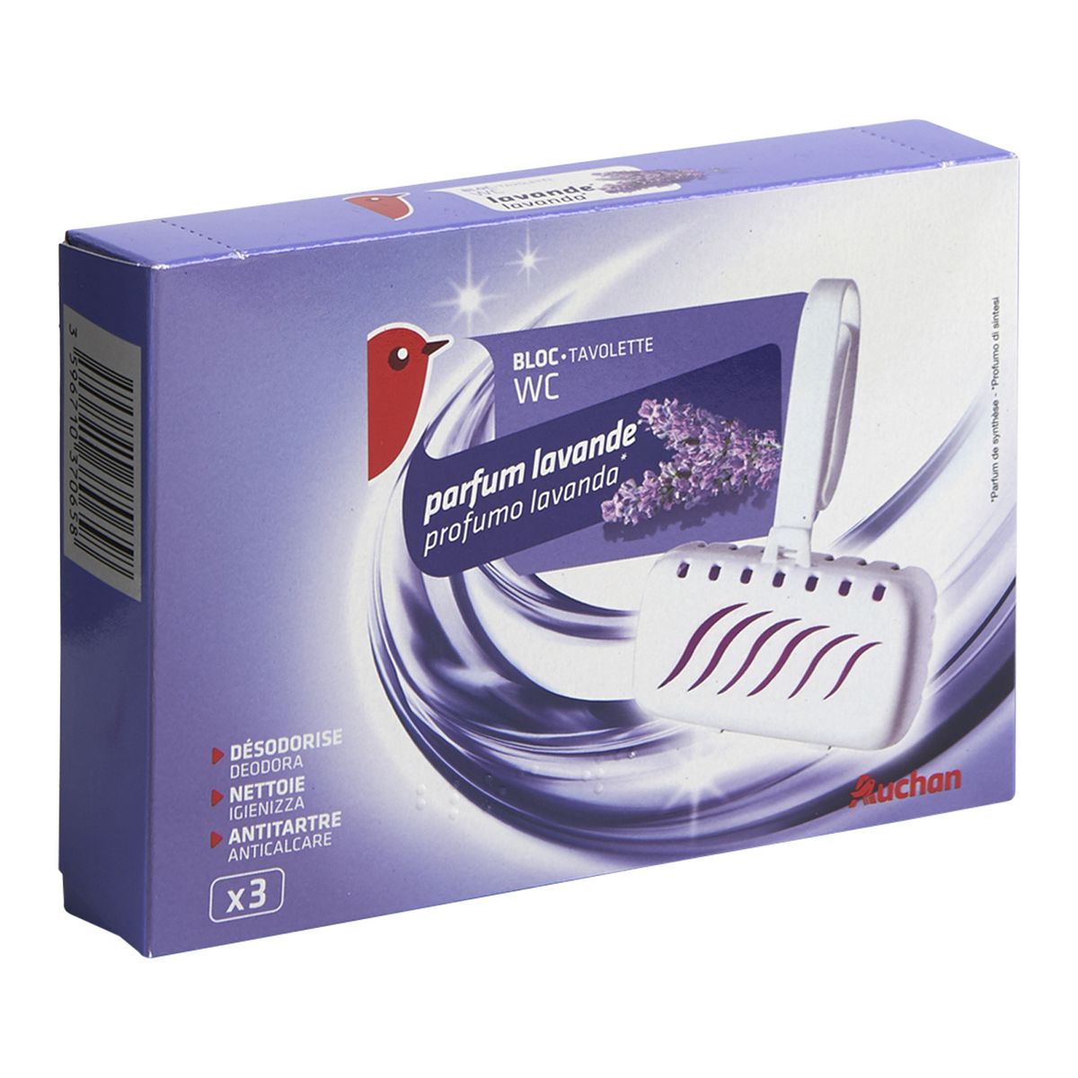 AUCHAN Bloc WC parfum lavande 3 blocs