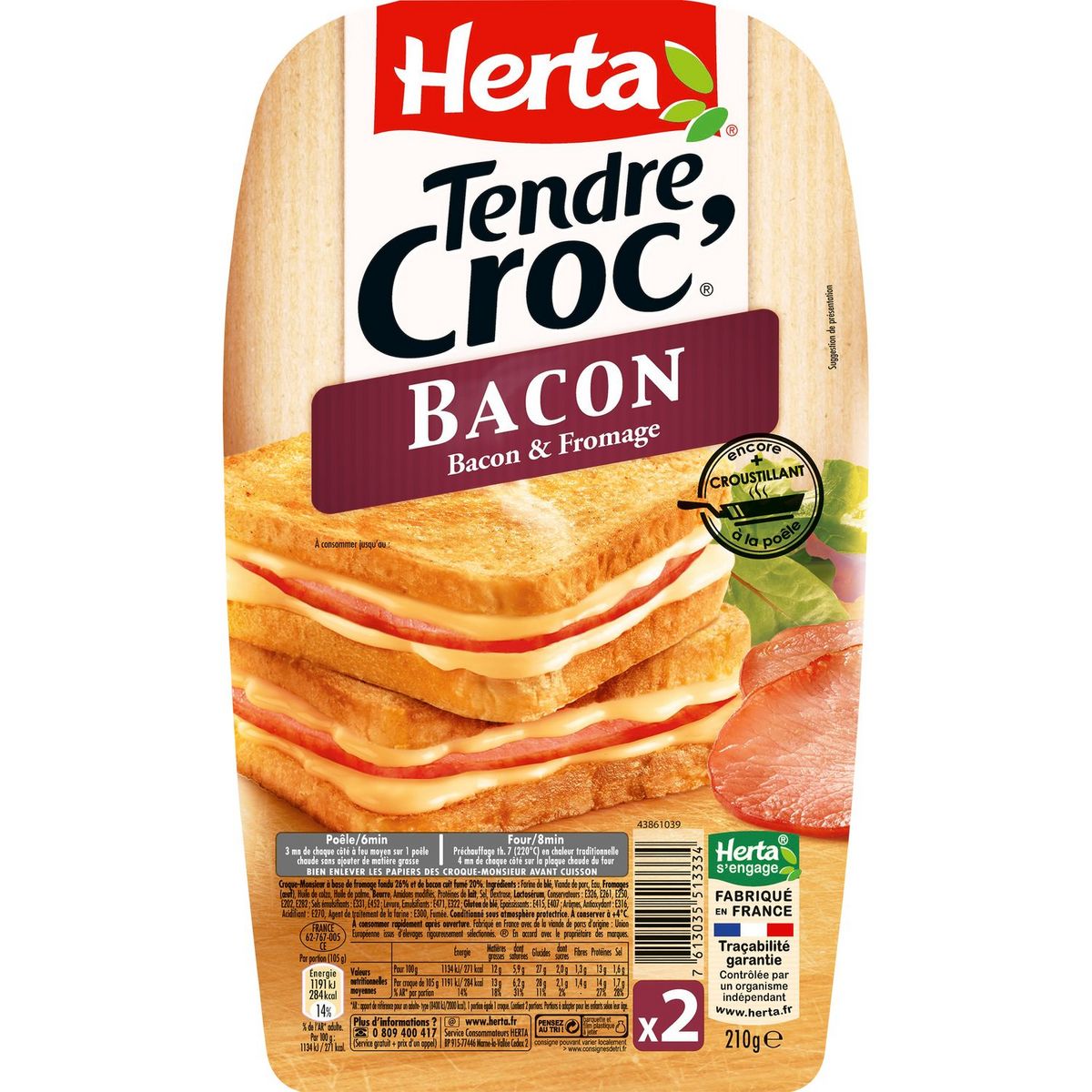HERTA Herta tendre croc au bacon 210g
