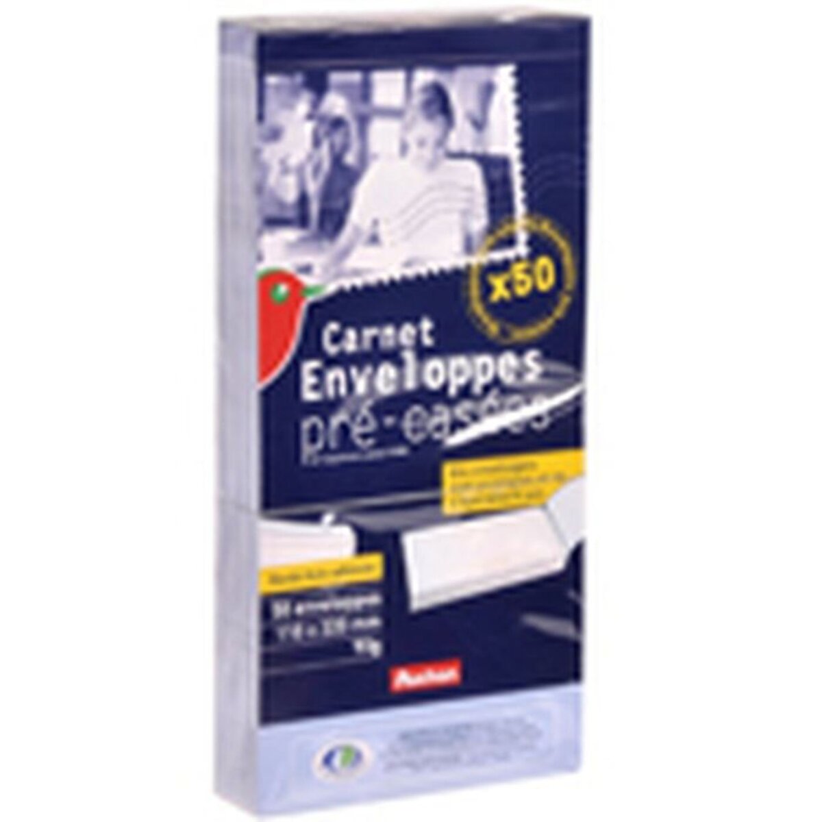 AUCHAN Auchan Enveloppes précasées blanches 110x220mm x50 50 pièces