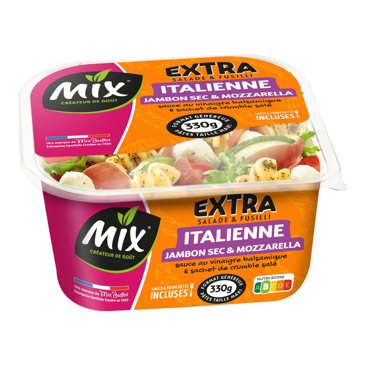 MIX Salade et fusilli italienne jambon sec & mozza 330g