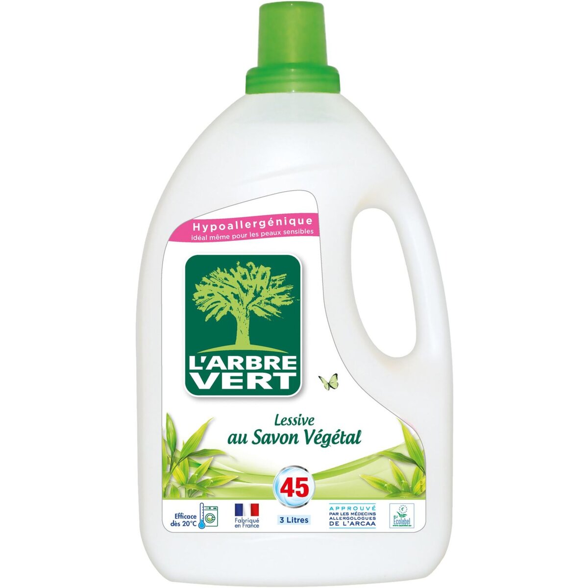 L'Arbre Vert lessive végétale écolabel 45 lavages 3l
