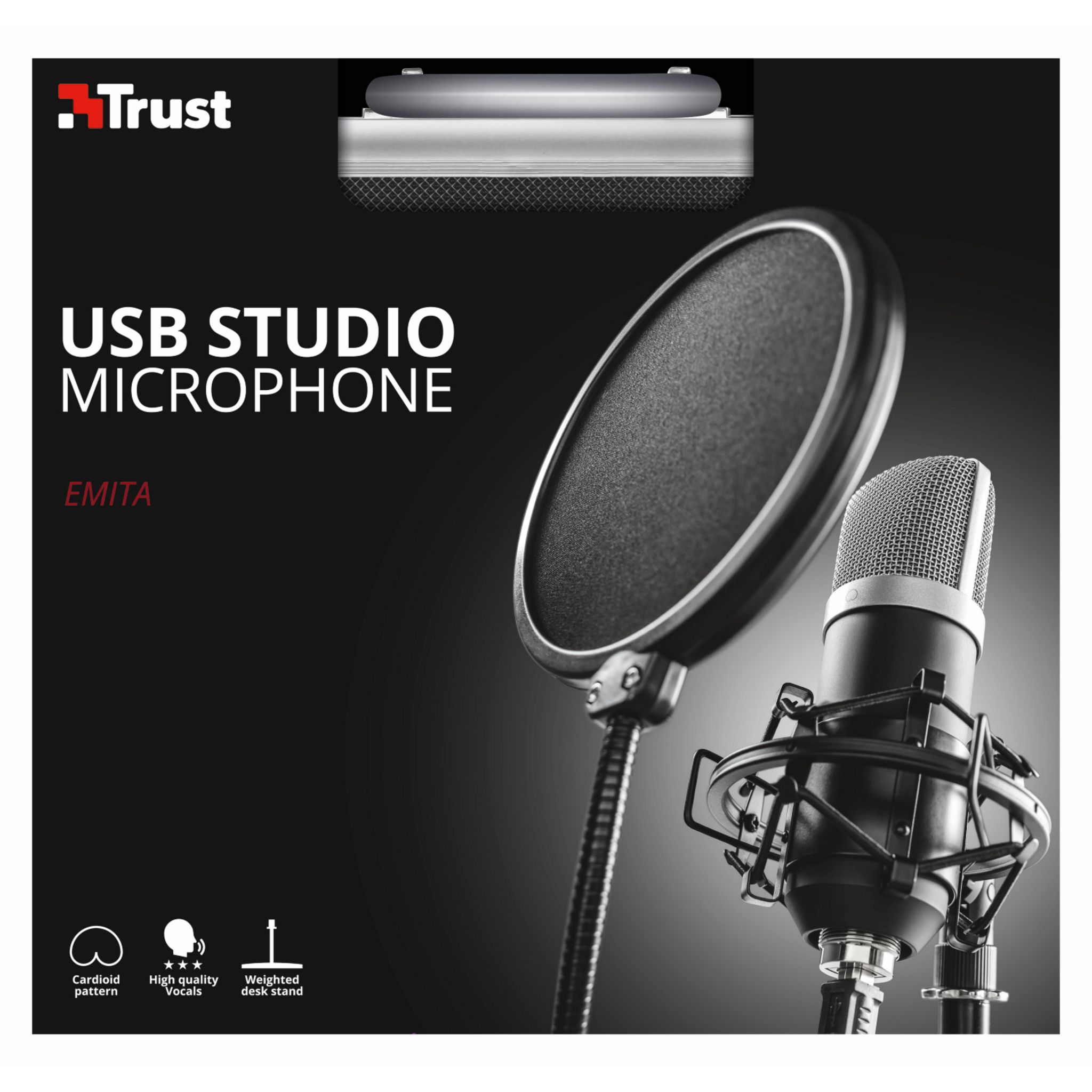 Voir la diapositive 2 : TRUST Microphone de studio GXT 252 Emita Streaming