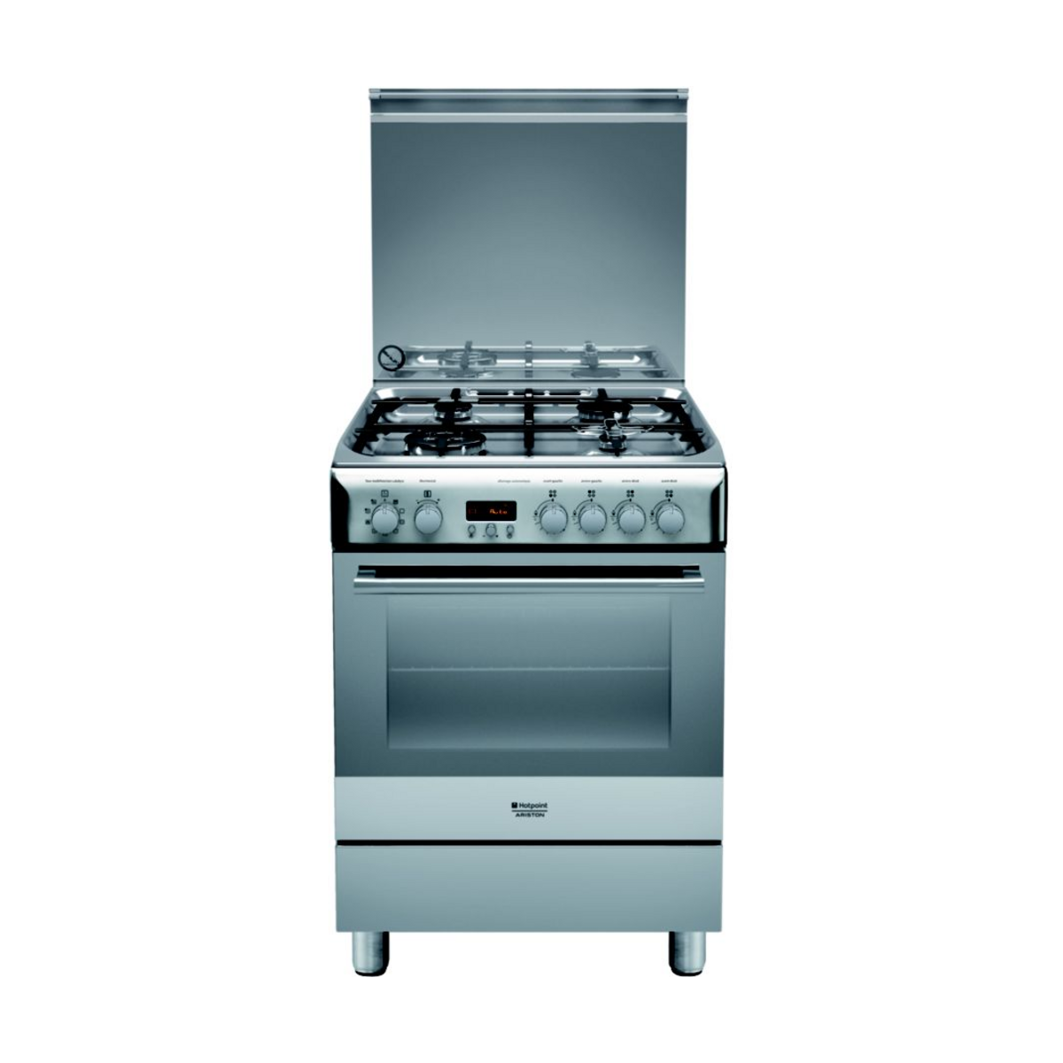HOTPOINT Cuisinière gaz H6T9CE 1F (X) FR, 60 cm, 4 foyers gaz, four multifonction